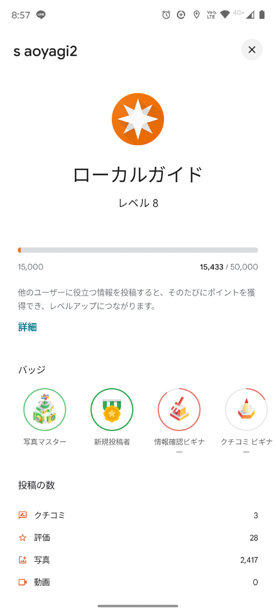Google マップローカルガイド レベル8