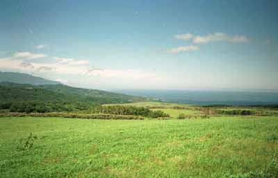 草原の向こうに日本海が